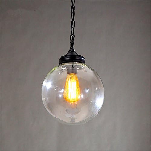 Beautiful KFI American Village Simple Retro Living Room Restaurant Bedroom Walk Bar Road Glass Ball Pendant Single, Adjustable Chain Length 800mm Diameter 200mm