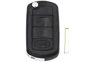 KUYUANSU Coque de Remplacement Pliante 3 Boutons Coque de clé de Voiture à Rabat à Distance Coque de Style pour Land Rover Range Rover Sport LR3 Discovery (avec Lame HU101)