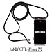 Produktbild HAENGER by MATES IN BERLIN Handgefertigte Designer Handy-Kette für Apple iPhone inkl. Schutzhülle - Handy-Band Handy-Seil Handy-Tasche Umhänge-Band Necklace (iPhone 7/iPhone 8, Schwarz)