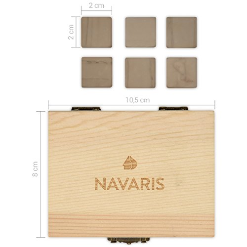 Navaris 9x Whiskey Steine Set aus Granit – Würfel Kühlsteine in Grau in Geschenk Holzbox mit Samt Beutel Chilling Cubes - 3