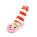 Moolecole Baby Toddlers Kids Indoor Slippers Shoes Socks Moccasins NON SKID Pink Striped Rabbit Floor Socks 0-6, 6-12, 12-18 Months