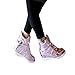Produktbild MYMYG Damen Stiefel Lackleder Keile Schuhe Plateauschuhe High-Top Lace Up Sneakers Stylische Schnalle Walkingschuhe Freizeitschuhe Lederschuhe Wildleder Winter Herbst warme Stiefel