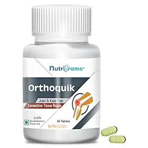 Nutrigrams Orthoquik - Knee, Muscle & Joint Support Supplement - Protects Synovial Fluid - Boswellia Serrata (65%) with Glucosamine, Magnesium and Herbs - 60 Tablets