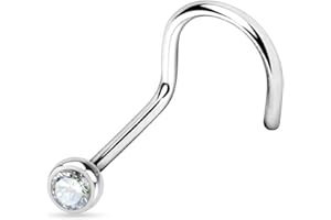 WARRIOR Piercing Nez Stud Nez Courbé avec Boule de Cristal Tchèque Acier Chirurgical 316L Stérile 22G (0.8 mm) Longueur 6.5 mm x 2.5 mm PBS-002 / PTB-002