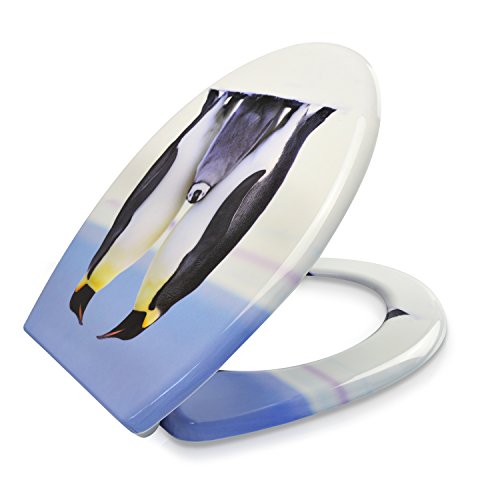 VENKON – Premium WC Sitz mit Absenkautomatik – Modell „Pinguin Familie“ – Toilettendeckel aus Duroplast (antibakteriell) inkl. Montagesatz (rostfreie Scharniere) - 4