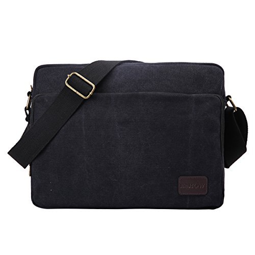 Preisvergleich Produktbild Eshow Herrentasche Umhängetasche Schultertasche Crossbody Canvas, Schwarz