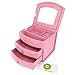 Produktbild Bcony Rosa Suedette Mini Drei Schicht Schmuckkästen/Schmuckschatullen/Schmuckschränke/Schmuckaufbewahrung/Aufbewahrungs boxen koffer Veranstalter mit Spiegel