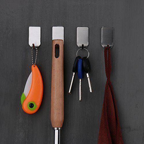 eSky24 8er Klebehaken Selbstklebehaken Geschirrhalter Kleiderhaken Wandhaken 3M selbstklebend wasserdicht Edelstahl ohne Bohren - 4