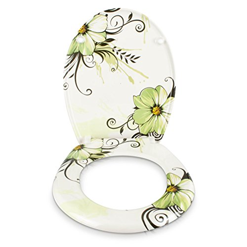 WC Sitz mit Absenkautomatik – „Blumenzauber“ Design – Toilettendeckel mit Motiv aus Duroplast inkl. Montagesatz – VENKON - 2