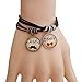 Produktbild Honey Darling modische Vintage einzigartigen Charme Anhänger klassischen Leder verstellbaren Armband-Browm schwarz / 2 Stücke