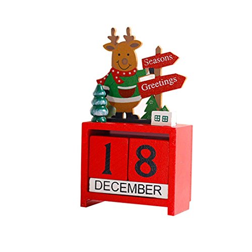 Preisvergleich Produktbild Holz Kalender Weihnachts kreative Geschenke Dekoration Mini Holz LuckyGirls