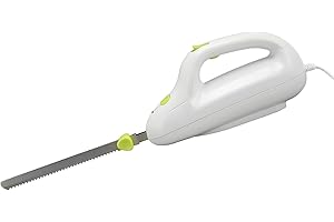 Zerodis - Coltello elettrico dentato per carne, portatile, ideale per pane, carne congelata, prosciutto, pomodori e tacchino, manico ergonomico, leggero e facile da pulire