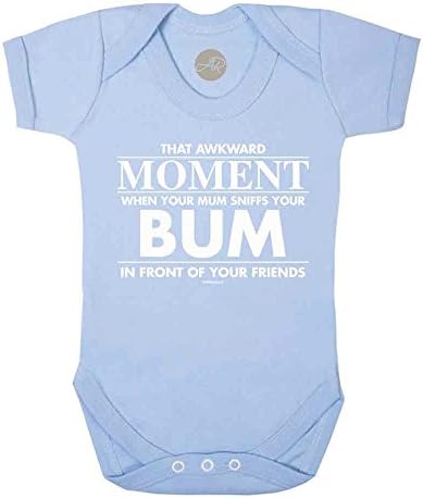 Alfie Ray Awkward Moment Your Mum Sniffs Your Bum Fun Baby Vest (3-6 Months, Pale Blue)