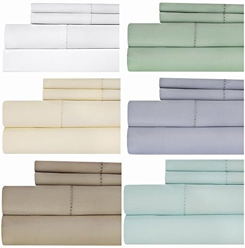 Weavely Hemstitch Bedsheet 500 Thread Count 100% Cotton Sheet Set, 4-Piece Bedding Set, Elastic Deep Pocket Fitted Sheet (Full, Blue)