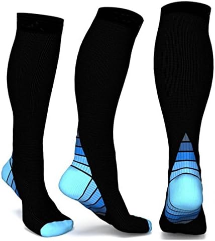 Tenshing Satinior Compression Socks for Men and Women,Sport Stockings Fit for Running, Travel, Athletic, Pregnancy, Nurses, Edema, Boost Stamina, Circulation and Recovery (blue, S/M)