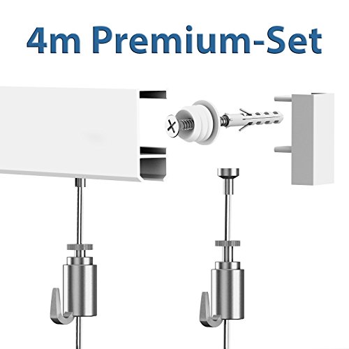 Bilderschienen Galerieschienen Bilderleiste Premium Komplett-Set 4m weiß