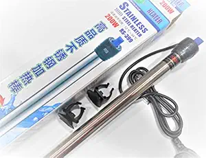 RS Electrical Aquarium Steel Heater (200 Watt) with Auto On/Off Thermostat 3 to 4 ft Tank Imported Submersible Aquarium Immersion High Stainless Steel Heater
