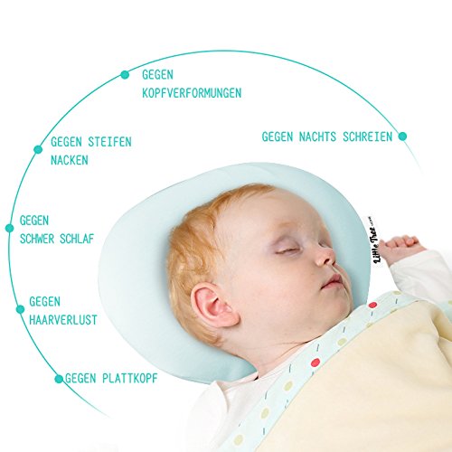 Baby Kopfkissen，orthopädisches Babykissen gegen Kopfverformung und Plattkopf，Kopfform Positioner Hals-Unterstützung Memory-Schaum Baby-Kissen,Visco-Schaum Kinderkissen, Lagerungskissen Babykissen für Plagiozephalie - 6