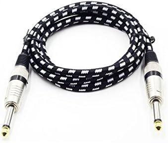 Loietnt Guitar Cable Instrument Lead Professional Noiseless Black and White Tweed Woven Jackedt Stright Male to Male for Electric Guitar, Bass, violin,keyboard etc (6M)