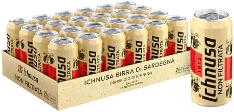 Birra Ichnusa Non Filtrata, Cassa con 24 Lattine 24 da 44cl, Birra Lager Non Filtrata a Bassa Fermentazione, Gusto Morbido, Corposa ed Equilibrata, Gradazione 5,0% Vol