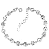 Adisaer Damen Armband Silber 925 6-Steg-Krappenfassung Kristall Hohl Zahlen Armreif Lila Für Frauen Einstellbar Länge 16+3.5CM Hochzeit
