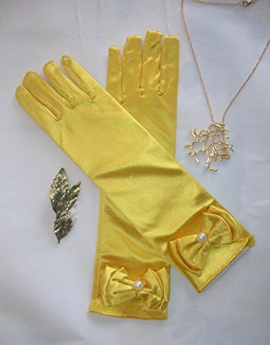 Belle Beauty &amp; the Beast 2017 Childs Costume Set. Gloves, Necklace and Hair Clip