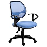 IDIMEX Chaise de Bureau pour Enfant Cool Fauteuil pivotant et Ergonomique avec accoudoirs et Dossier ventilé, siège à roulettes avec Hauteur réglable, revêtement Mesh Bleu Clair