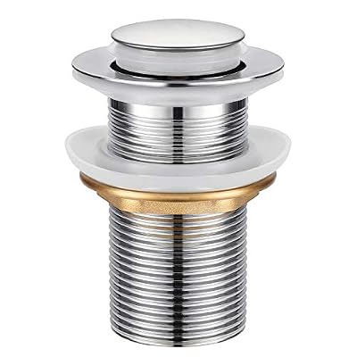 WOOHSE Bonde de Lavabo, WOOHSE Universel Bonde Pop-up sans Trop-plein Bonde de Vidage Automatique avec Bouchon de Vidange sans Tirette Clic Clac à Clapet Push Open en Inox Chromée pour Lavabo Salle de Bain