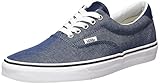 El deportivo clásico de VANS con suela ancha en color blanco y con cuerpo de tela en color azul esta esperando que te calces en él