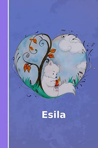 Preisvergleich Produktbild Esila: Personalisiertes Notizbuch / Fuchs mit Herz / Softcover / 120 Seiten / leer / blanko / nummeriert / Notebook / Tagebuch / Diary / Bullet Journal / Scrapbook / Geschenkidee