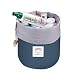 Mermaid Barrel Shaped Travel Cosmetic Bag Nylon High Capacity Drawstring Elegant Drum Wash Bags Makeup Organizer Storage Bag + Mini pouch +PVC transparent brush bag (blue)