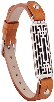 Watch Bracelet and , Electric Accessory Activity Tracker Accessory Adjustable Replacement Leather Watch Band Bracelet Strap with Clip Holder for Fitbit Flex 2 (Brown &amp; Silver, Single Band)