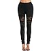 Produktbild Yoga Leggings Damen Lang Schwarz Hosen, Kingprost-Yoga Hose Mit LöChern Damen Sommer Trainingshose Frauen High Waist Gym Leggings (XXL, Schwarz)