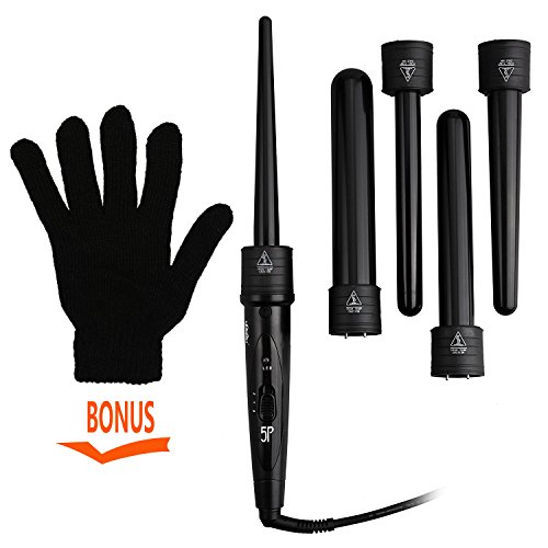 Preisvergleich Produktbild Lockenstab,5 in 1 Multifunktions Austauschbare Lockenwickler Kit ,Schwarz