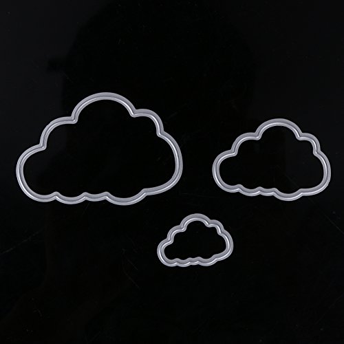 Demiawaking 3Pcs Metall Wolken Form Stanzschablonen Metall Schneiden Schablonen für DIY Scrapbooking Album, Schneiden Schablonen Papier Karten Sammelalbum Dekor (20) - 5