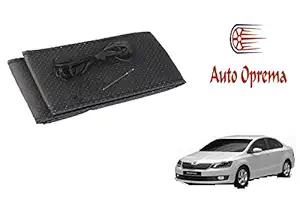 Auto Oprema Leatherette Dotted Black Car Steering Wheel Cover for Skoda Rapid