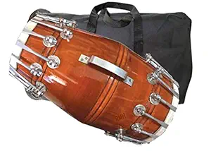 Salablez Wooden Musical Dholak Instrument Drum Nuts & Bolt With Kit Carry Bag