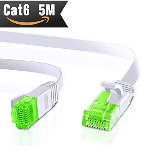 Cat. 6 Ethernet Gigabit Lan network cable (RJ45) 1Gbps 250/Switch/Router/Modem/Patch panel/Access Point/patch fields | Black by CableMonsta (White 5m)