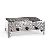 profi gasgrill gastronomie Heizleistung: 11 kW | Werkstoff Gehäuse: Edelstahl | Anzahl Brenner: 3 (Stahl, verchromt) | Anz. Brennleisten: 9