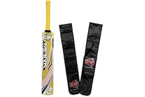 CW Mark Kashmir Willow Batte de cricket faite à la main en saule du Cachemire pour balle en cuir Batte de cricket pour adultes Manche court