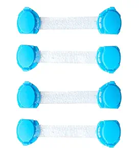 THE LITTLE LOOKERS Multipurpose Non Toxic BPA Free Transparent Safety Lock for Doors, Cabinet, Fridge, Drawer | Safety Accessories for Baby/Child/Kids/Infant/Toddler (Blue, Pack of 4)