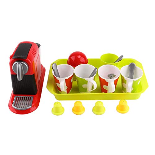 Backbayia Cafetière Appareil Ménager Jeu de Simulation avec Lait et Tasse Jouet éducatif pour Enfants