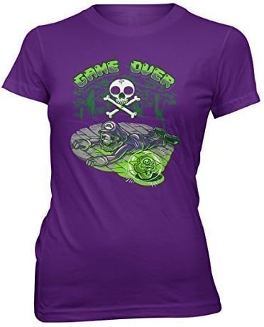Ladies T-Shirt Lady Fit Poisen Mushroom Mario Game Over Game - Violet, XXL