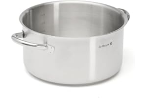 De Buyer - Faitout sans couvercle en inox PRIM'APPETY - 24 cm - Sans PFAS, Inox 18/10 de Qualité Professionnelle, Fond Magnétique Épais pour Cuisson Maîtrisée, Tous Feux + Four, Finition Poli Brossé