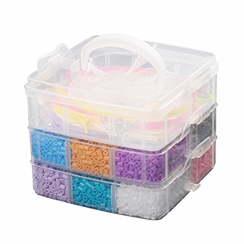 PandaHall Lote de 5000 Abalorios 12 Colores aleatorios Melty Beads Repuestos con Accesorios para niños incluidos Accesorios de Banda del Pelo Pinzas de Pelo de cocodrilo Anillo de plastico hama Beads
