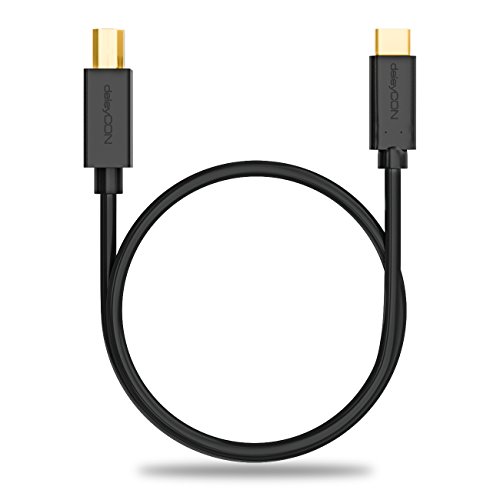 deleyCON 0,5m USB Kabel / Stecker Typ 3.1 / C auf B / USB 2.0 Speed / Datenkabel / für z.B. Computer / Drucker / Externe Festplatte – Schwarz - 4