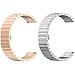 Produktbild ECSEM Replacement 2pcs Premium Solid Stainless Steel Watch Bands Metal Straps Bracelets - Choices of Color & Width (22mm) -1beads (Rose Gold+Silver)