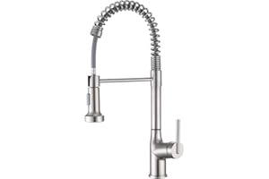 YUANNY Robinet d'évier de Cuisine avec Douchette Rotative à 360° - Mitigeur de Cuisine - 2 Types de Jets - Robinet à Ressort Hélicoïdal en Laiton - Nickel Brossé