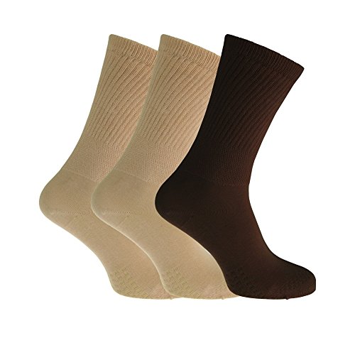 Footdoctor Medical Diabetic Extra Wide Up to 24" Stretch! Socks Non-Compression Antibacterial Cotton 3 Pack Ladies