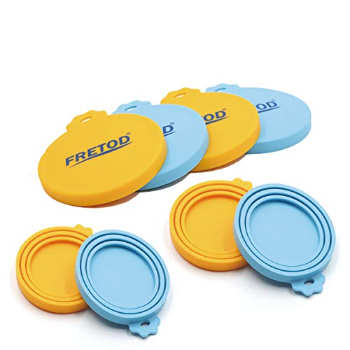 FRETOD Coperchio per Lattina di Cibo per Gatti - 4 Pezzi Silicone Tappi - 3-in-1 Dimensione Non Tossico & 100% Sicuro